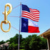 50 FT Flagpole Halyard Rope + 2 Pcs 3.5" Flag Swivel Snap Clips - Flag Pole Hardware Accessories Kit Rope with Eye Bolt Gold Hooks...