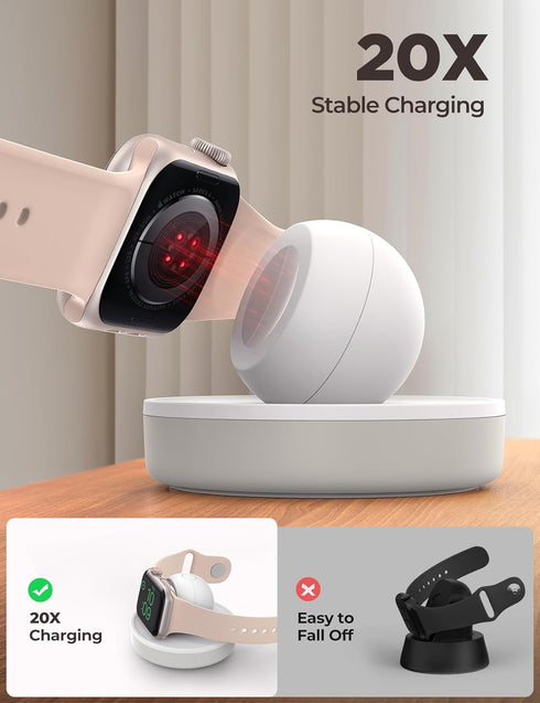 JOYROOM for Apple Watch Charger Stand, Portable Magnetic Charging Dock with USB C Cable & 7 Colorful Light, Fast iWatch Charger Stand Compatible w...