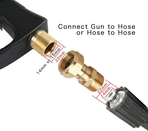 Pressure Washer Swivel Fitting, M22 14mm Pressure Washer Gun Swivel Brass Pipe Fitting for Cleaning Machine, 4500 PSI...