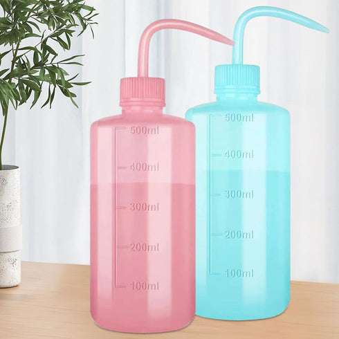 Tatoo Lash squeeze Bottle,Safety Rinse Bottle, Plastic Squeeze Medical Lab Washing Bottle (Pink &Blue, 500ml)...