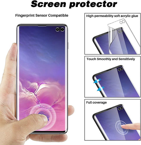 TOCOL 2+2 Pack Fit for Samsung Galaxy S10 Plus - 2 Pack TPU Screen Protector and 2 Pack Camera Lens Protector, Alignment Frame, Easy Installation,...