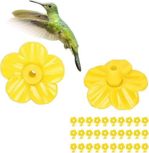 Bird Feeder Replacement Flowers, 30 Sets of Hummingbird Feed Flowers, Unique Shape, Home Decor yellow...