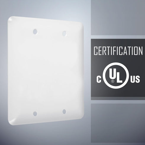 TayMac WRW-BB Metal Maxi Blank Electrical Outlet Cover Wall Plate with Screws for 2 Devices, 2-Gang, White Smooth...