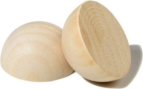 50 PCS 30 mm Split Wood Balls, Small Natural Unfinished Half Round Wooden Beads for Kids Craft...