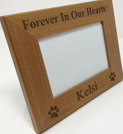 Forever in Our Hearts Custom Dog Memorial Wood Picture Frame - Fits 4x6Inch Picture (4x6 Horizontal)...