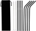 10PCS/Set Stainless Steel Straws, 8.5in Straight/Curved Reusable Replacement Metal Straws With Cleaning Brush For 20oz Tumblers - KKAAyueqin (blac...