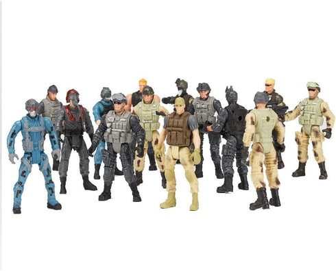 14 Pack Army Men and SWAT Team Soldiers Action Figures,Soldiers Action Figures Playset with 14 Design Military Weapons Accessories, for Kids Child...