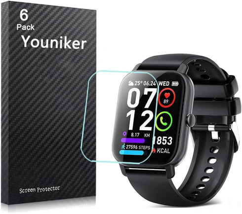 6 Pack Compatible with Ddidbi P66E 1.85” Smart Watch Screen Protector Film for Poounur P66E 1.85 Inch Smartwatch Screen Protectors Foils Screen Co...