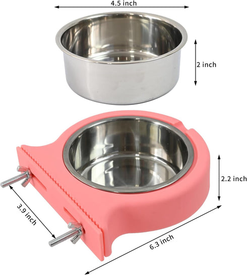 Dog Bowl, Hanging, Movable, Adjustable up and Down, Stainless Steel pet Bowl, Food and Water Feeding Bowl, Suitable for Puppies, Cats, Birds, Rabb...