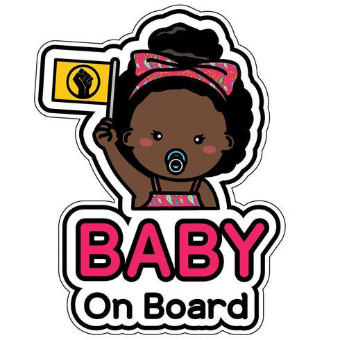 GEEKBEAR Baby on Board Car Sticker - Character Design, Reflective, Weather-Resistant (08. Afro-American Girl)...