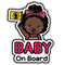 GEEKBEAR Baby on Board Car Sticker - Character Design, Reflective, Weather-Resistant (08. Afro-American Girl)...