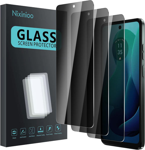 3 Pack Privacy Screen Protector for Motorola Moto G 5G / G play 5G 2024, Anti Spy Tempered Glass 9H Hardness, Black Protector Anti Spy, Bubble Fre...
