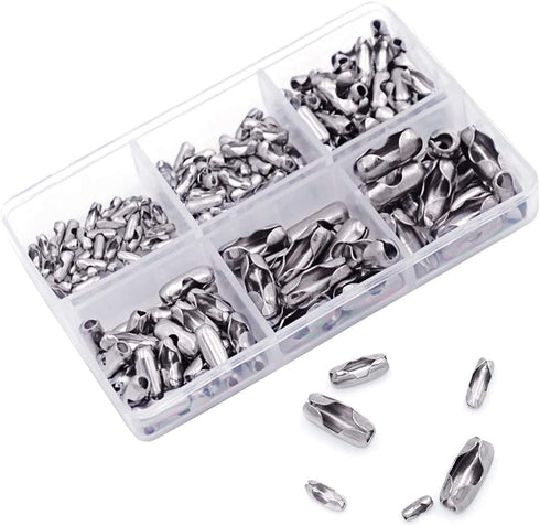 KINGOU 155pcs Stainless Steel Ball Chain Connector Clasps Fits for 1.6/2.0/2.4/3.2/4.0/4.8mm Beaded Ball Chain...