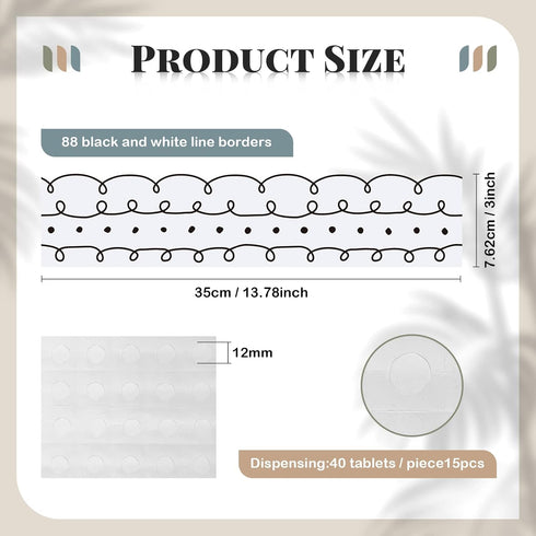 88 Pcs Bulletin Board Borders 101 Ft Black and White Dots Classroom Borders for Bulletin Board Squiggles and Dots Border Trim with 15 Sheet Glue P...