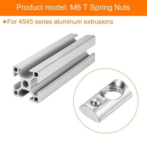 uxcell 110Pcs M6 T Spring Nut Fastener Carbon Steel Nickel Plated Half Round Roll in Spring T Slot Nut for t-Slot Aluminum Profile 3D Printer, CNC...