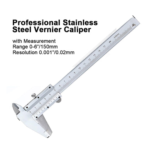 Vernier Caliper, 0-6inch/0-150mm Manual Micrometer Caliper, Stainless Steel Non Digital Caliper,0.02mm/0.001" High Precision Caliper, Durable Slid...