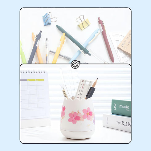 M&G Pen Holder Cute Pencil Holder for Desk, Sakura Pencil Cup Marker Holder Makeup Brush Holders, Desk Accessories Organizer for Office School Hom...