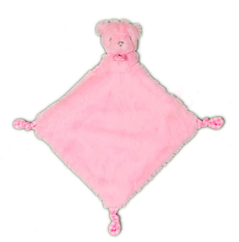 Pink Bear Security Blanket with Rattle Polka Dot Accents...