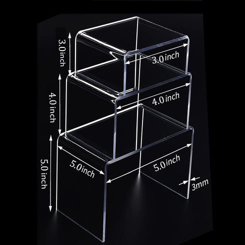 6-Pack Clear Acrylic Display Risers, Showcase Shelf for Figures, Cupcakes and Jewelry Display Stands, 3 Large Size - 3'' x 4'' x 5''...