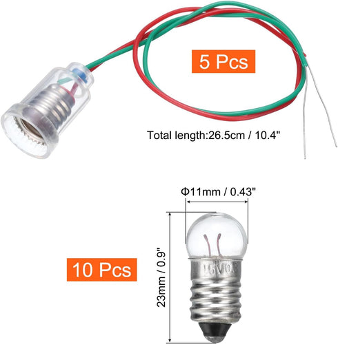 MECCANIXITY 1.5V/0.3A E10 Mini Light Bulbs, 1Set Miniature Screw Bulbs Flashlight Bulbs for Scientific Experiment Lighting DIY Accessories, Warm Y...