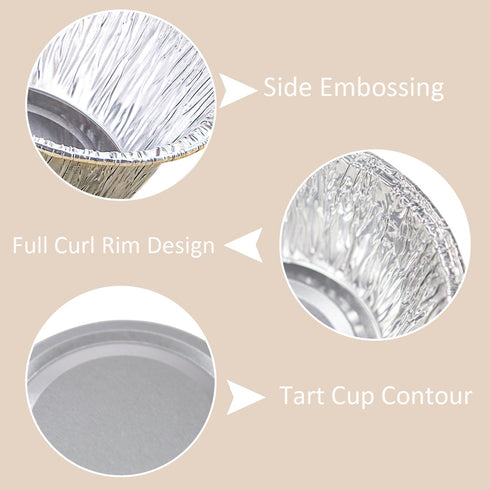 Aluminum Foil Baking Cups, 150 Pack Disposable 3 Oz Ramekins Aluminum Cupcake Muffin Liners Silver Foil Baking Cups for Egg Tart, Baking, Cupcake,...