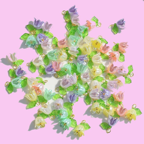 30PCS Charms Pendants, Flower Beads, DIY Crafts Bracelet Making Kit, Spacer Loose Beads Lampwork Beads for DIY Bracelets Earring Jewelry Making...