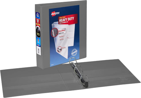Avery Heavy-Duty 3 Ring Binders, Customizable Cover, 1.5 Inch Binder Slant Rings, 1 Gray Binder (79866)...