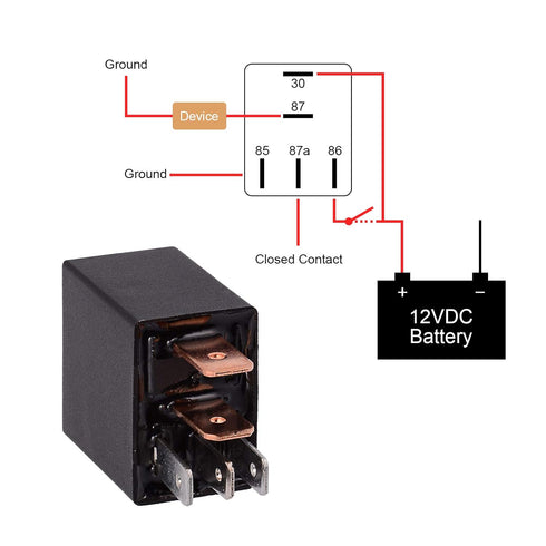 EHDIS 5 Pin Relay 12V 30A SPDT Multi-Purpose Relay Heavy Duty Standard Relay Kit Pack of 2 Model JD1914-12V-30A...