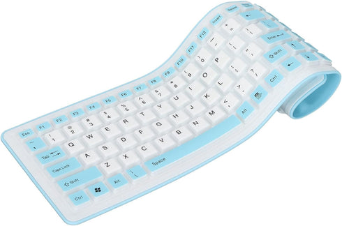 Foldable Silicone Keyboard,USB Wired Silicone Keyboard,103 Keys Waterproof Rollup Keyboard,Soft Touch Keyboard for PC,Laptop,Notebook(blue)...