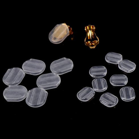 64Pcs Clip-on Earring Pads Silicone Clip Earring Pads Comfort Earring Cushions for Clips on Earrings, 2 Size, White, Clear...
