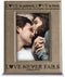 BELLA BUSTA -Love Never Fails-1 Corinthians (bible verse)-Anniversary for Her, Him-Valentines Day- Engraved Leather Picture Frame (5 x 7 Vertical)...