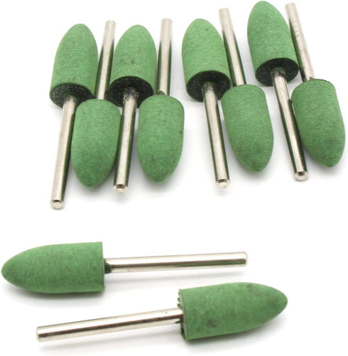 10 pc 10 mm (3/8 Inch) Bullet Rubber Rotary Tool Polishing Burr with 3 mm (1/8 Inch) Shank for Dremel Rotary Tools...