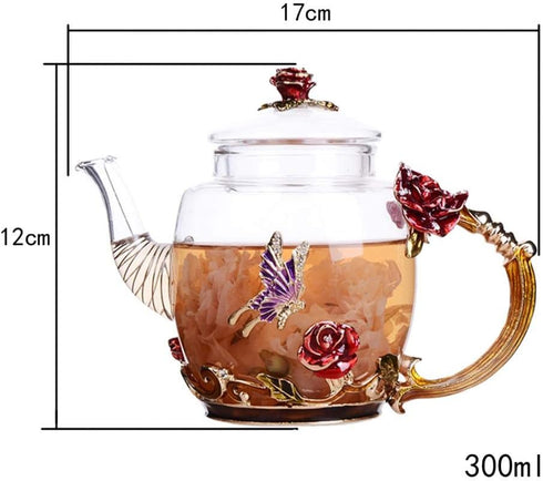 Tea Pot Glass, Fancy Tea Cup, Fancy Tea Set for Adults, Pretty Tea Teapot?10.6oz / 300ml? (Blue)...