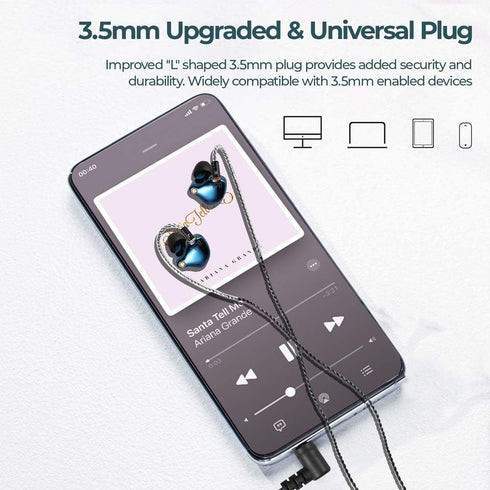 in-Ear Monitors, Wired Earbuds with Tesla Technology Headphone MMCX Detachable Cables,Noise-Isolating in Ear Earbuds for Musicians Drummer HiFi St...