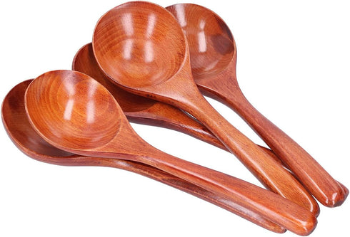 5Pcs Soup Spoons, Wood Soup Spoons Wooden Spoons for Eating Asian Soup Spoon Japanese Style Ramen Noodle Soup Spoons Soup Ladle(Brown)...