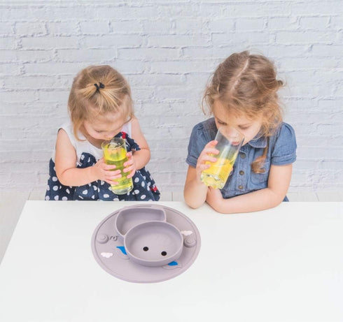 Baby Silicone Plate, Toddler Suction Plates Mini Plate Placemat for Kids and Infants Self Feeding, BPA Free, Microwave & Dishwasher Safe (Gray)...