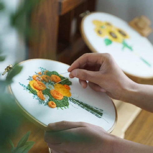 Jekocet ? Embroidery Kit for Beginners with Flower Pattern Cross Stitch Stamped Embroidery Starter Kit Needlepoint Kits for Adults - Orange......