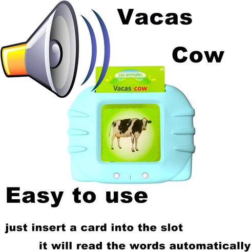 Spanish & English Talking Flash Cards for Kids - Bilingual Spanish FlashCards for Toddler - Audible Toys for Kids to Learn Spanish...