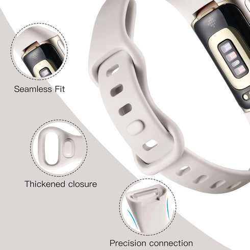 Maledan Compatible with Fitbit Charge 5 Bands for Women Men, Soft Silicone Breathable Sport Replacement Accessories Slim Strap for Fitbit Charge 6...