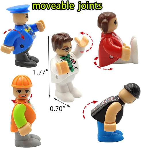 Toy People Figures with Tool for Kids Action Figures Playsets for Trains Cars Various Professions for Play House Wooden Train Track...