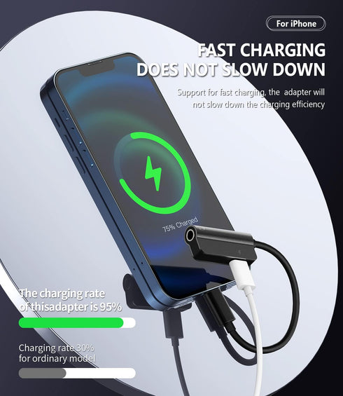 3.5mm to Lightning Compatible for iPhone Splitter Headphone Adapter Audio Apple Dongle Jack AUX Adaptador para Earphone 2 in 1 Phone Earbud and Ch...