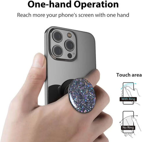 Phone Ring Holder, Phone Grip Holder Finger Kickstand, Foldable & Adjustable Metal Cell Phone Rings Gripper Stand Work with Magnetic Car Mount for...