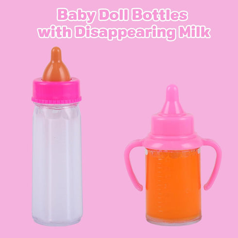 BABESIDE Baby Doll Bottles and Accessories 15 Pcs Baby Doll Feeding Set Including Diaper Bag,Magic Bottles,Changing Mat for Dolls Kids Pretend Pla...