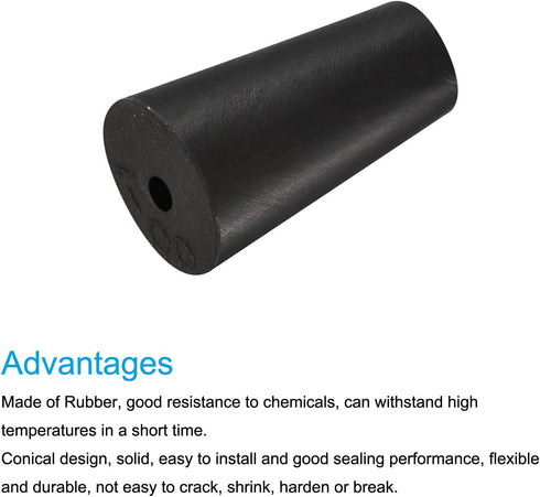MECCANIXITY Rubber Tapered Plug 10mm to 15mm with Hole Test Tubes Bungs Stopper Black for Lab Home 20 Pieces...