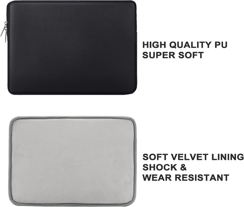 RAINYEAR 13 Inch Laptop Sleeve Soft PU Leather Case Water Resistant Padded Cover Bag Compatible with 2021 2022 MacBook 13.6" M2 A2681 13.3" A2338 ...