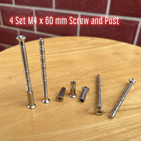 4 Set Sliding Door Handle Screw Post Replacement, M4 x 60mm Phillips Break Away Long Flat Countersunk Head Screws with Posts for Cabinet Drawer Do...
