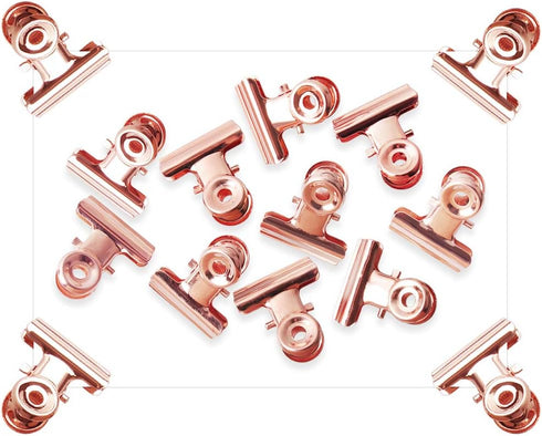 Small Bulldog Clips 50 Pack Metal Binder Clips 1 Inch Tiny Bulldog Clips for Hanging Picture, Food Bags, Office and Home (Rose Gold, 22mm)...