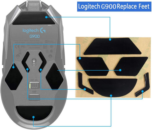 Mouse Skatez / Mouse Feet for Logitech G900 Gaming Mouse (Thicker Version 0.7mm)...