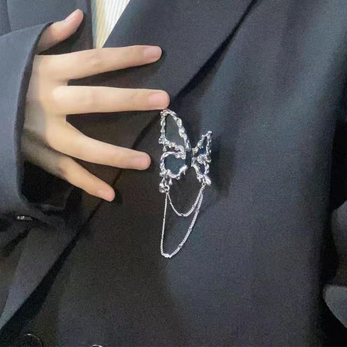 Butterfly Brooch Pin Tassel Chain Brooch Butterfly Accessories for Women Girls Black Butterfly Pins and Brooches Chain Pin Brooch Butterflies Pins...