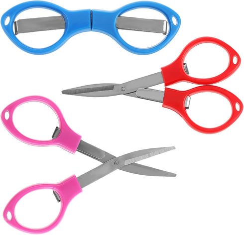Folding Scissors, 3Pack small scissors Portable Mini Travel Trip Scissors Crafting Scissors Stainless Steel Retractable Mini Scissors for Home Off...